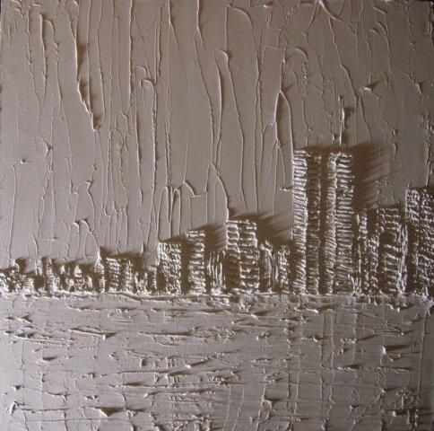 World Trade Center 1 M X 1 M Peinture A L Huile Et Poudre De Marbre Sculptee Sur Toile 2009