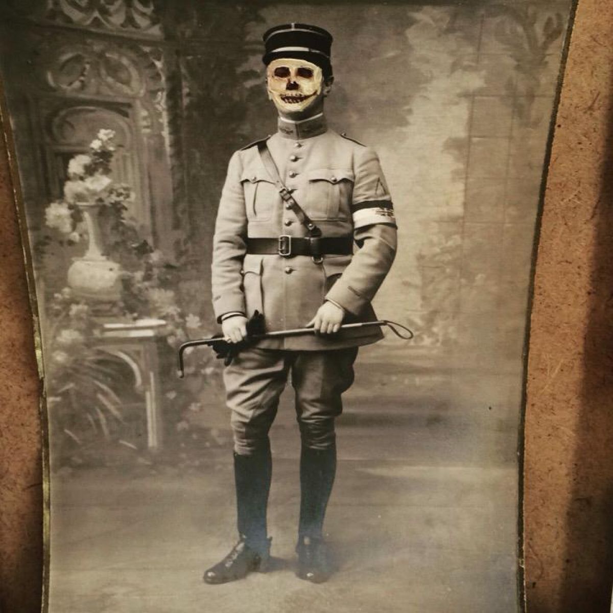 21 13 Cm X 19 Cm Cavalry Officer Oil Painting On Vintage Photograph 2017