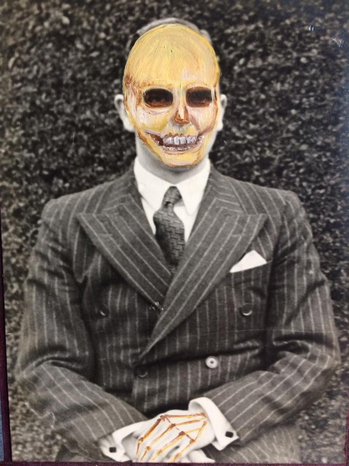 22 13 Cm X 19 Cm Clark Kent Oil Painting On Vintage Photograph 2017