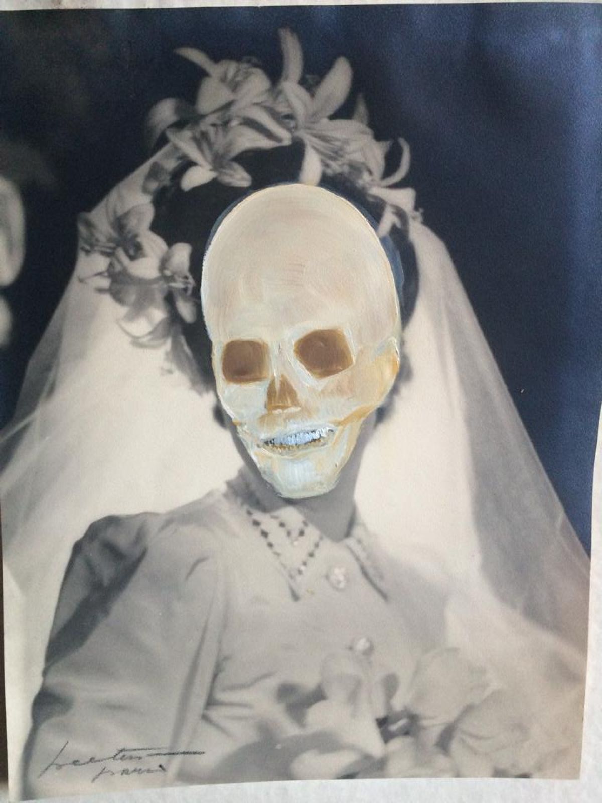 6 30 Cm X 24 Cm Bride Oil Painting On Vintage Photograph 2017