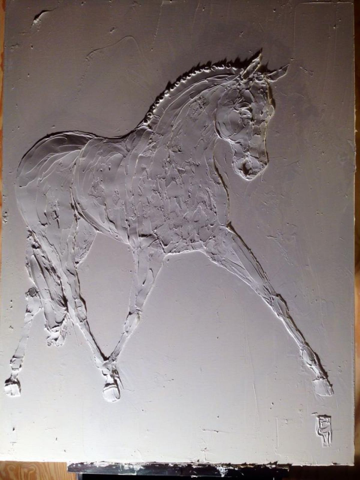 Appuyer II Huile Sculptee Sur Toile 24 In X 36 In 2015