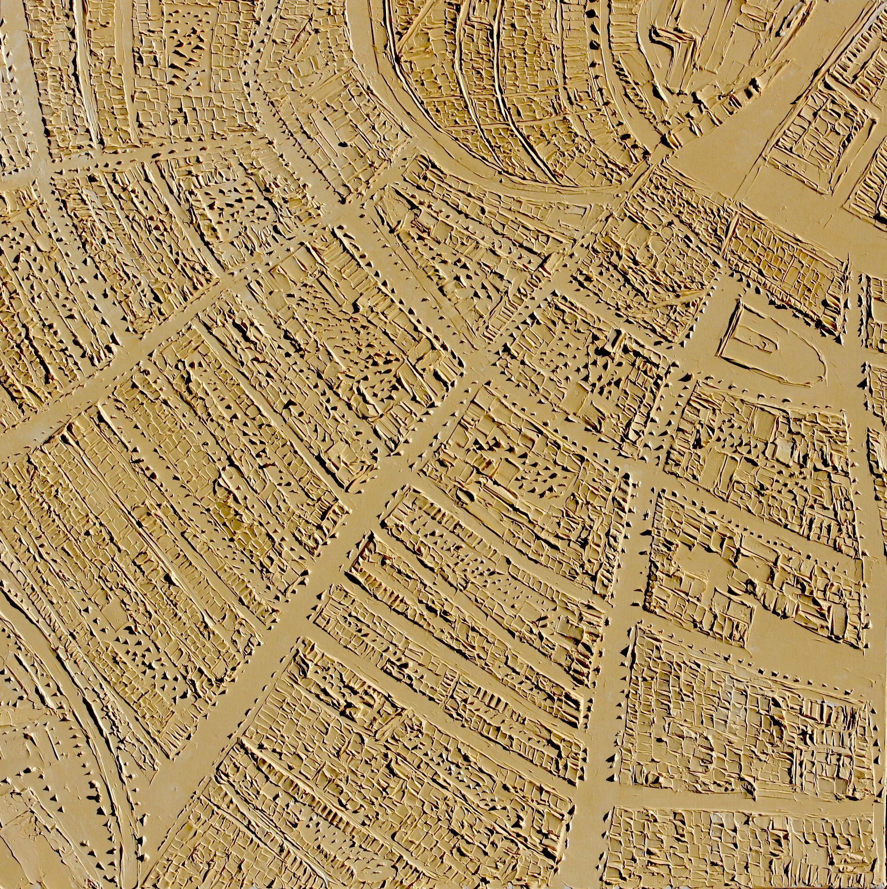 Amsterdam Aerial View 100 Cm X 100 Cm Sculpted Oil Paint On Canvas 2017