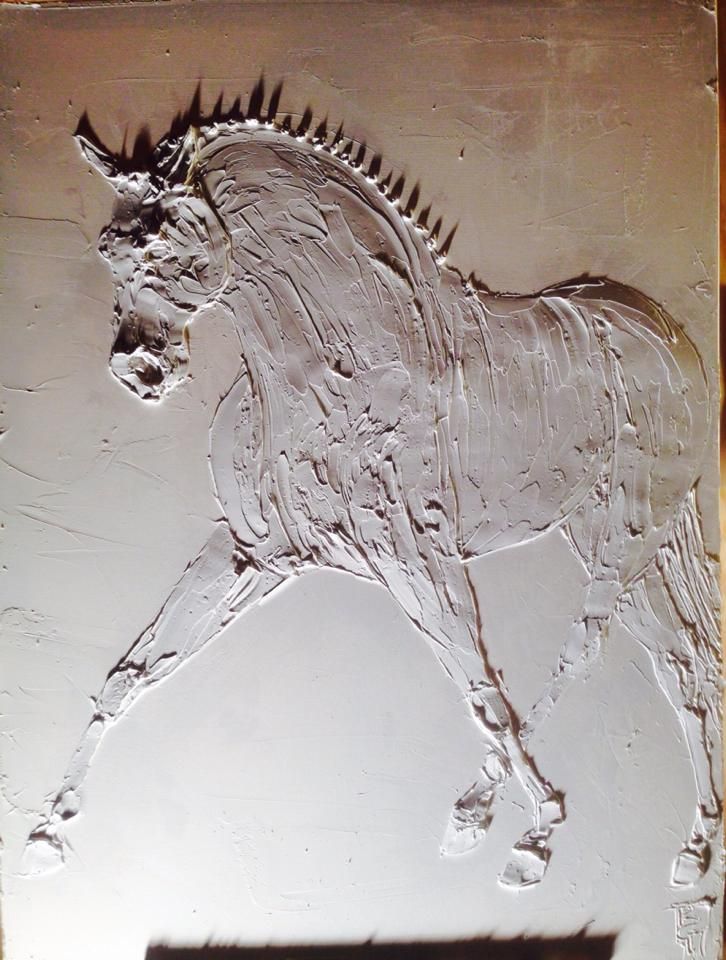 Appuyer Huile Sculptee Sur Toile 24 In X 36 In 2015