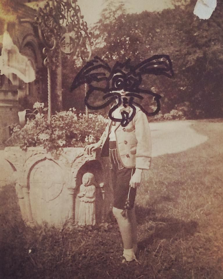 Bip Bip 13 Cm X 18 Cm Ink On Vintage Photograph 2018