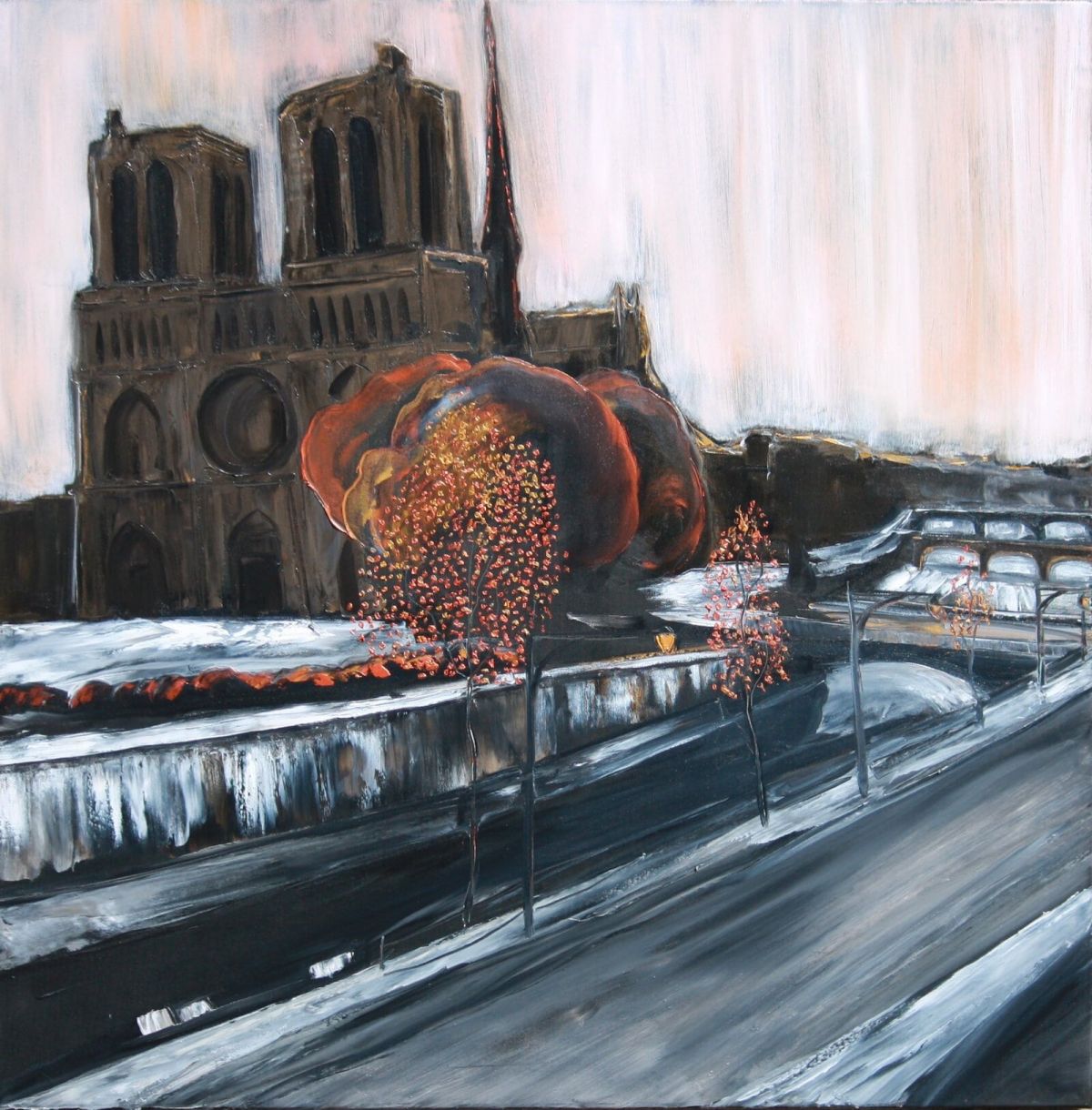 Cathédrale Notre Dame de Paris 100 Cm X 100 Cm Oil On Canvas 2020
