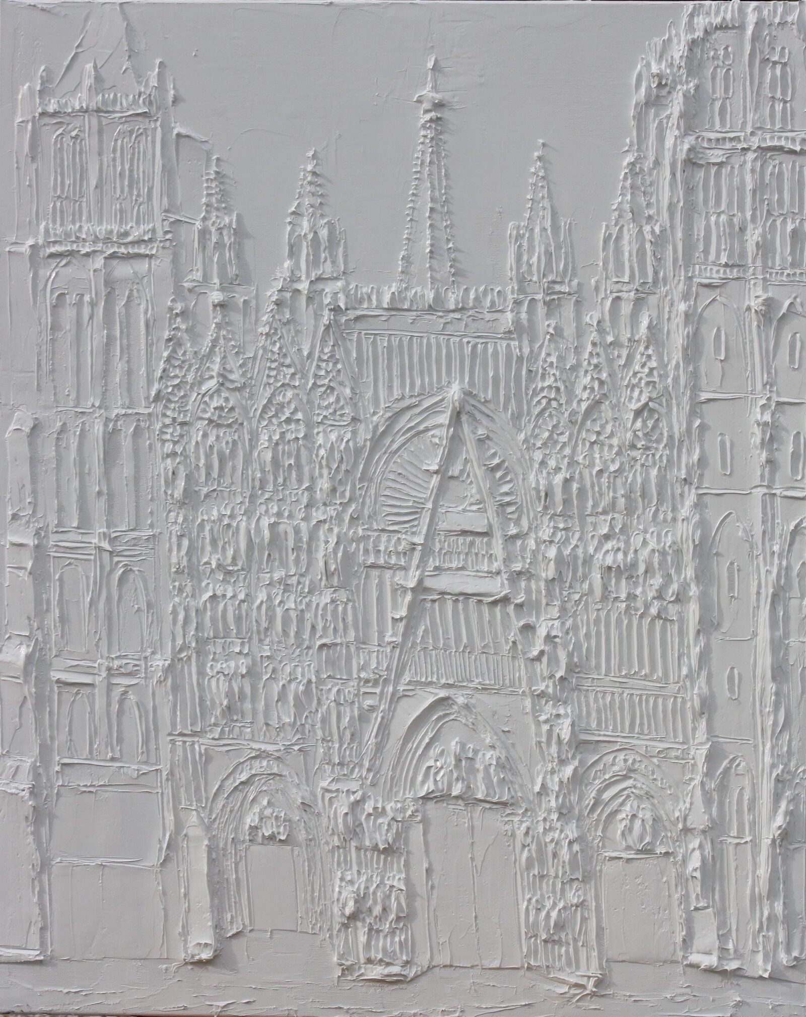 Cathédrale de Rouen 65 Cm X 83 Cm Sculpted Titaniuim White Oil Paint On Canvas 2019