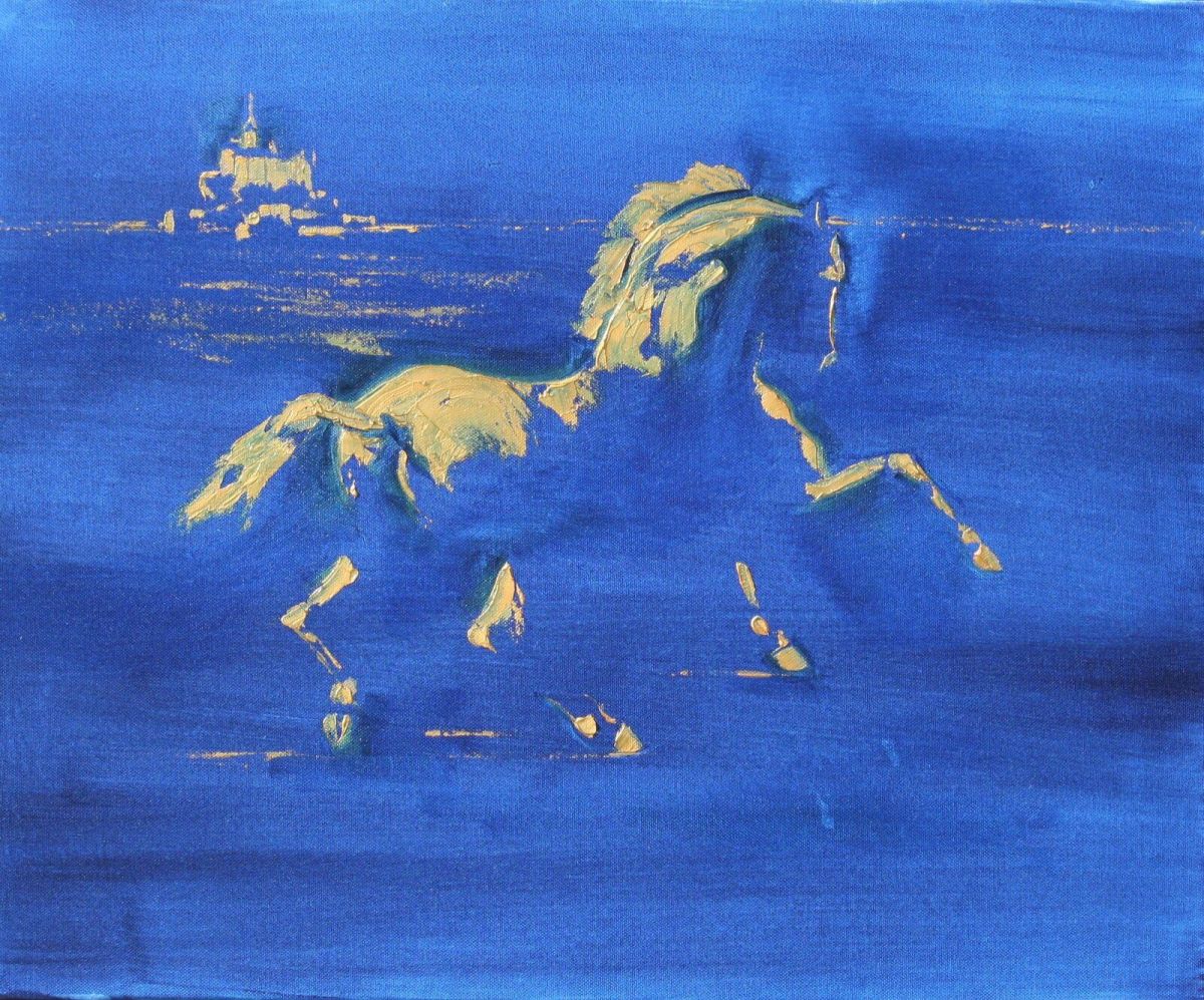 Cheval Au Mont St Michel 50 Cm X 60 Cm Oil On Canvas 2019