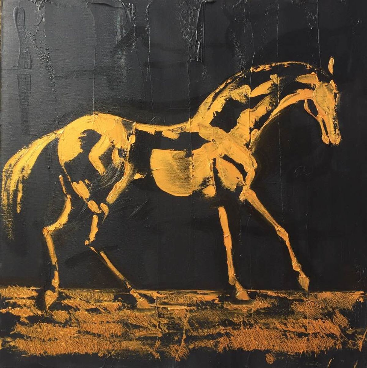 Cheval En Or 50 Cm X 50 Cm Oil On Canvas 2019