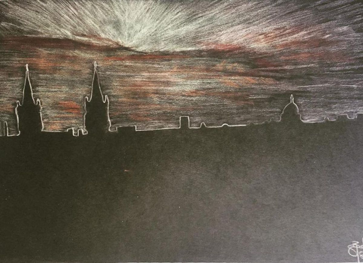 Coucher De Soleil Paris 11 E Format A 3 Polychrome On Paper 2019
