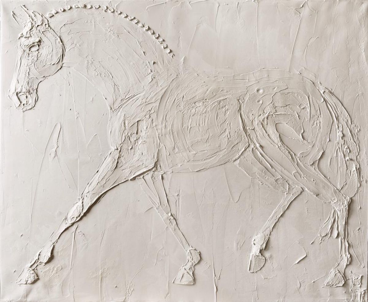 Dressage Horse 25 F Huile Sculptee Sur Toile 2015