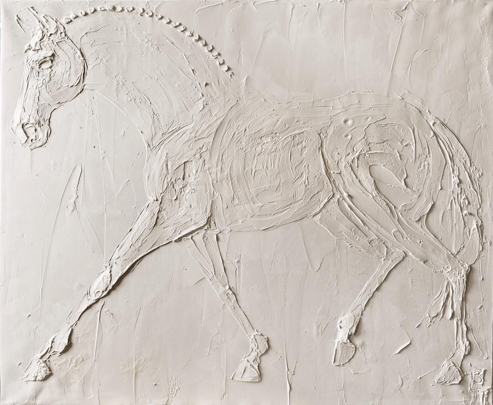 Dressage Horse 25 F Huile Sculptee Sur Toile 2015