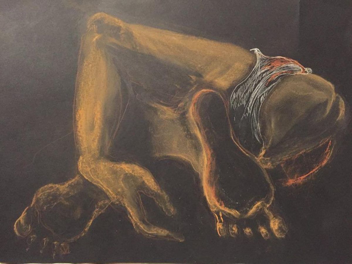 Écartelé d'Aprés Géricault Pastel Sec Polychrome And Sanguine On