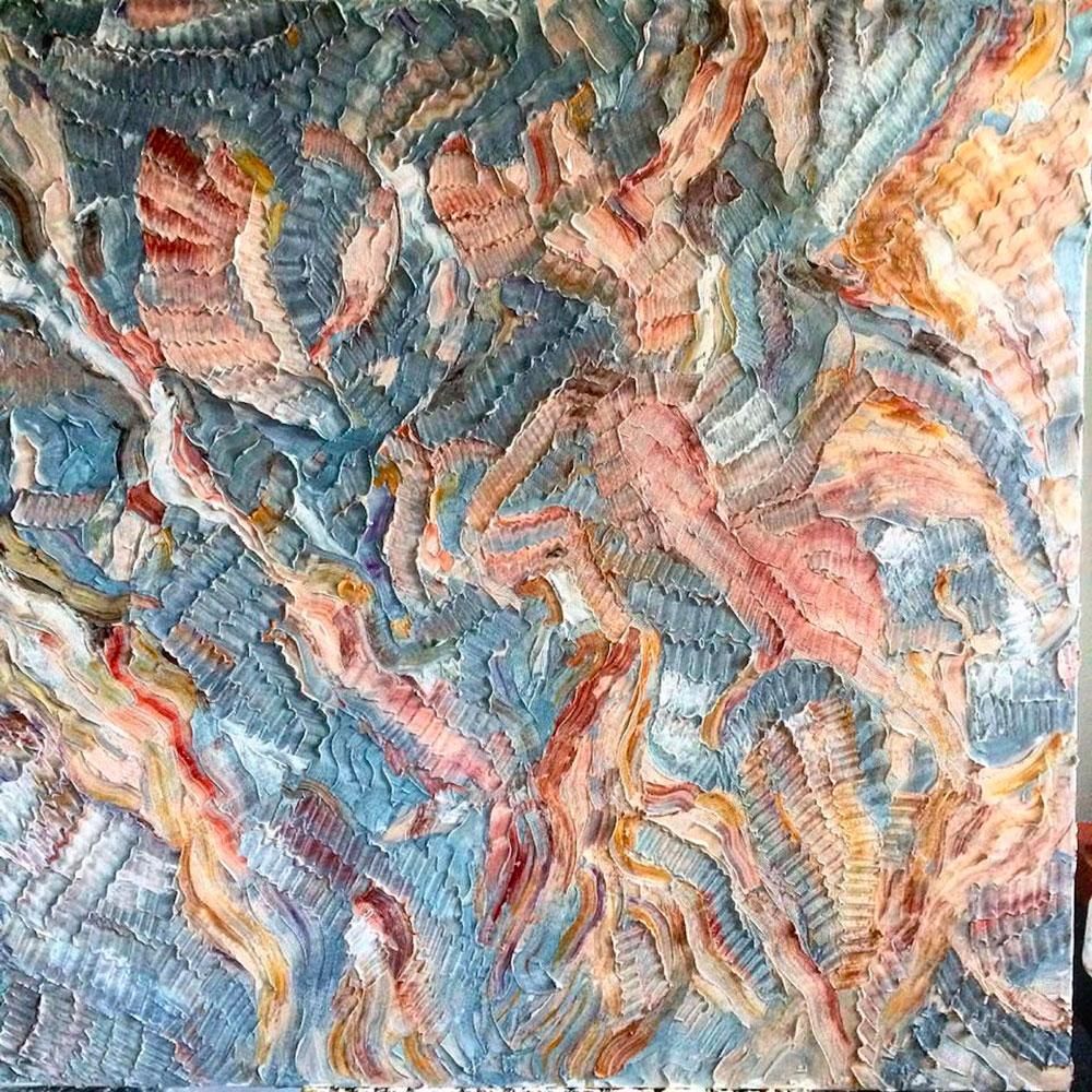 Citizens Of The World 140 Cm X 140 Cm Sculpted Oil Paint On Canvas 2018