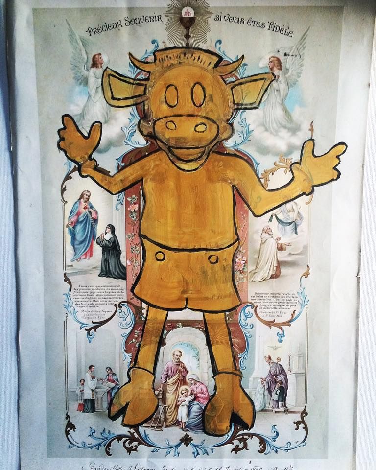 Holy Cow 40 Cmx 32 Cm Oil On Lithograph 2018