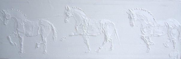 Le Trot Peinture A L Huile Sculptee Sur Toile 30 Cm X 90 Cm 2012