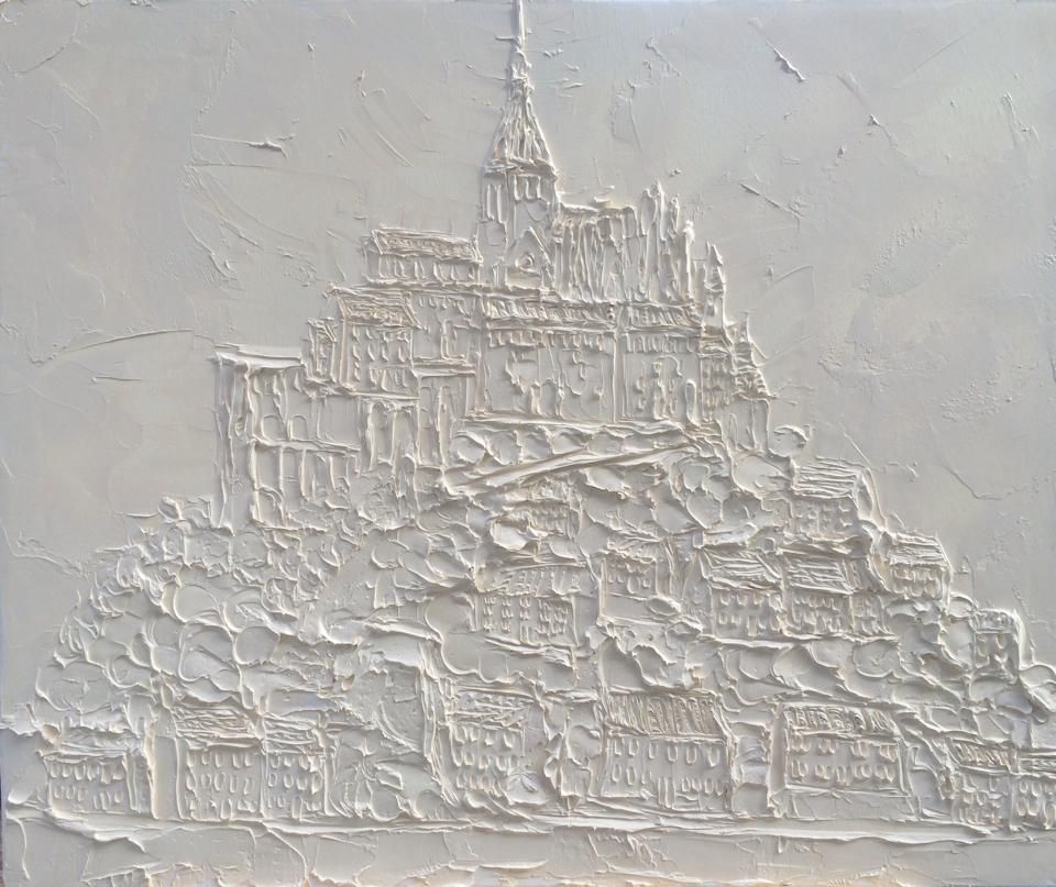 Mont St Michel 60 Cm X 70 Cm Sculpted Oil Paint On Canvas 2017