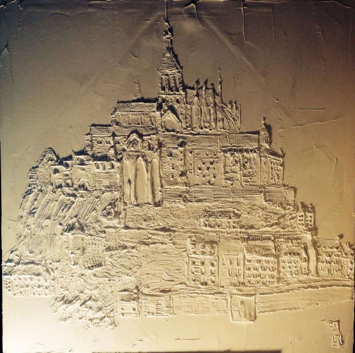 Mont Saint Michel Huile Sculptee Sur Toile 2015