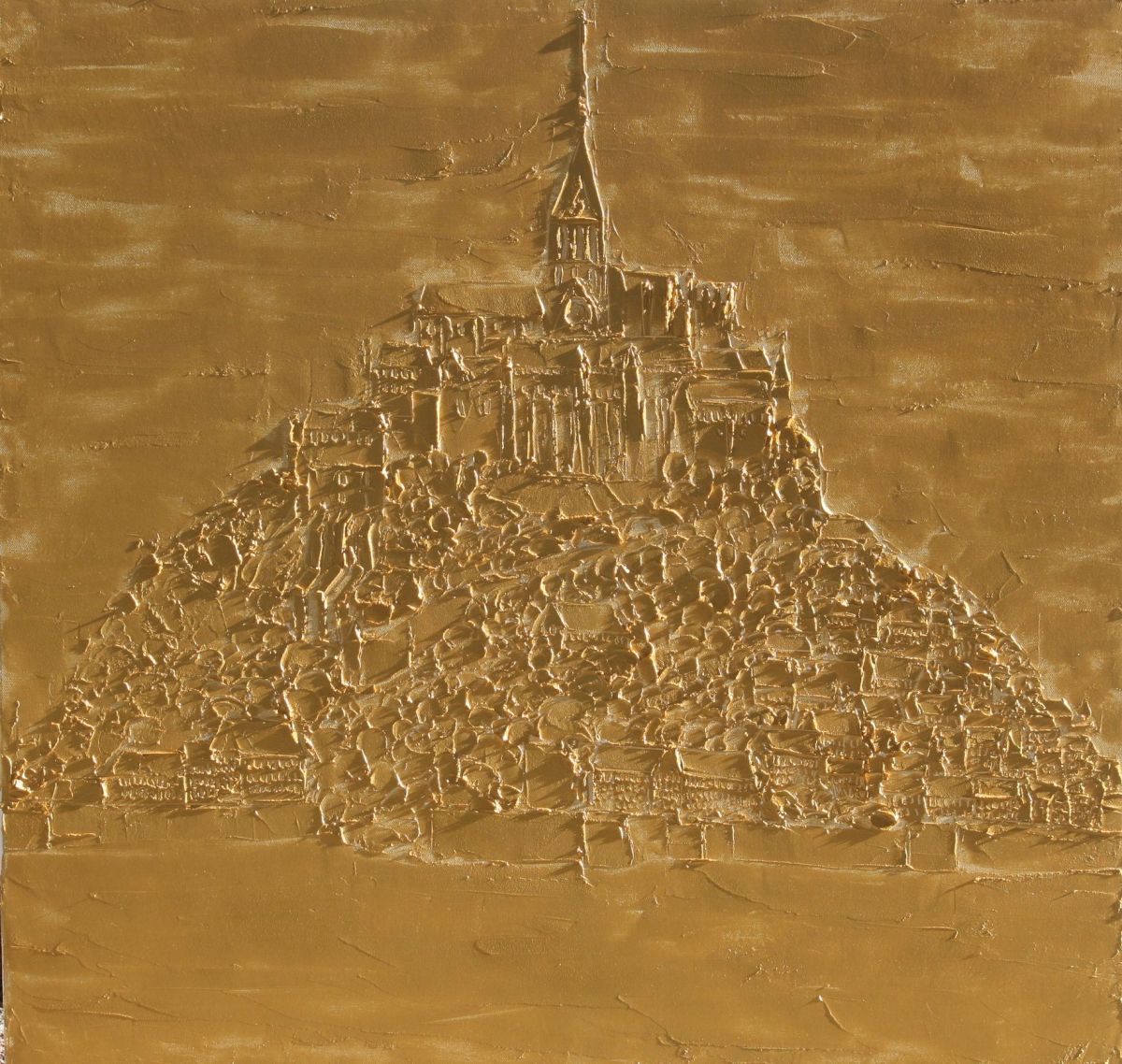 Mont Saint Michel 80 Cm X 80 Cm Sculpted Titanium White Oil Paint On Canvas 2018