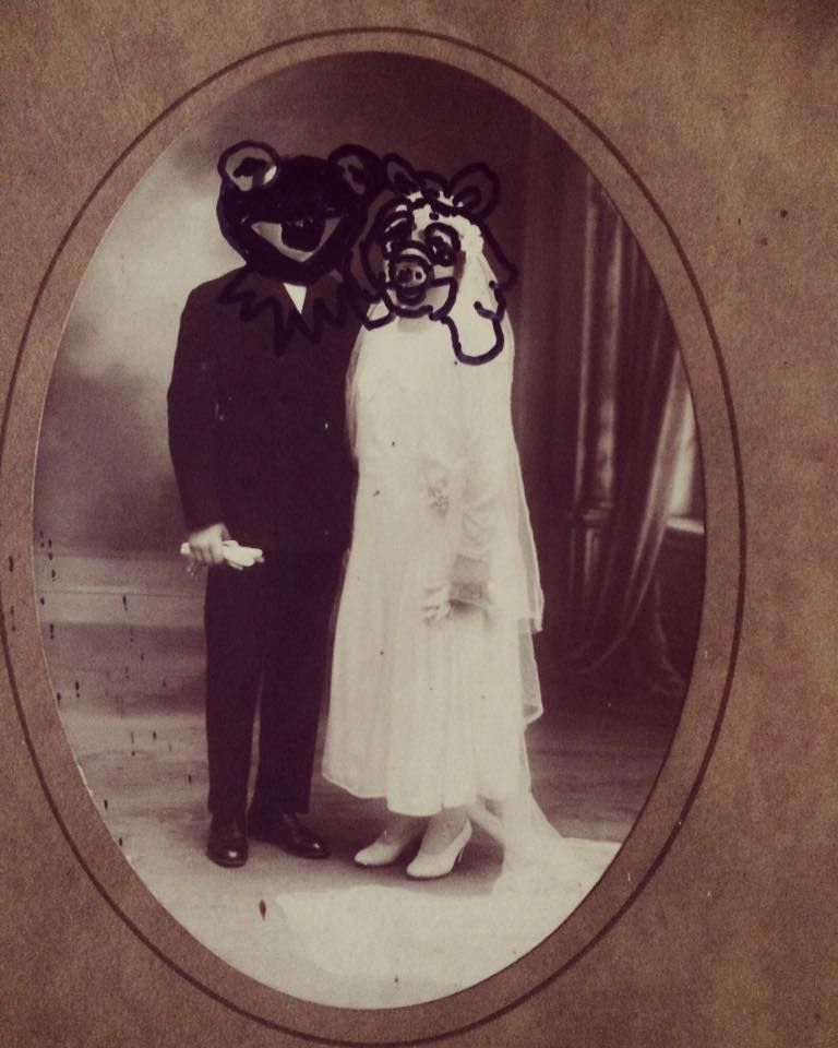 My Sisters Wedding 18 Cm X 24 Cm Ink On Vintage Photograph 2018