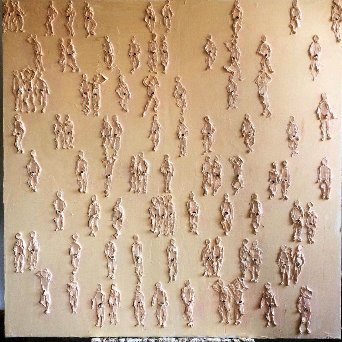 Citizens Of The World 140 Cm X 140 Cm Sculpted Oil Paint On Canvas 2018