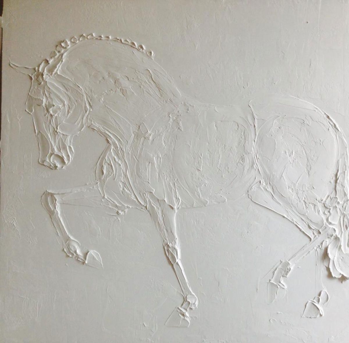 Piaffe 100 Cm X 100 Cm Peinture A L Huile Sculptee Sur Toile 2017