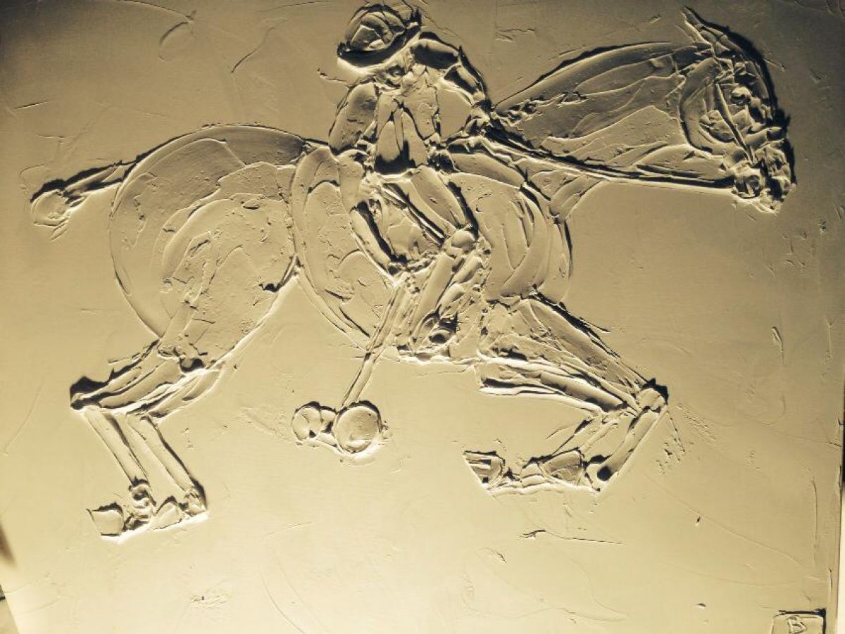 Polo 24 In x 36 In Huile Sculptee Sur Toile 2015