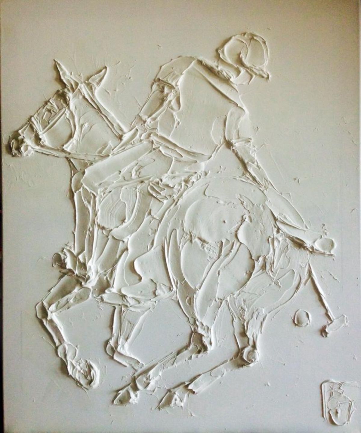 Polo 50 Cm X 70 Cm Sculpted Titanium White Oil Paint On Canvas 2015