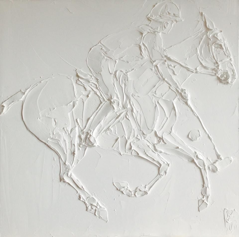 Polo 60 Cm X 60 Cm Huile Sculptee Sur Toile 2017