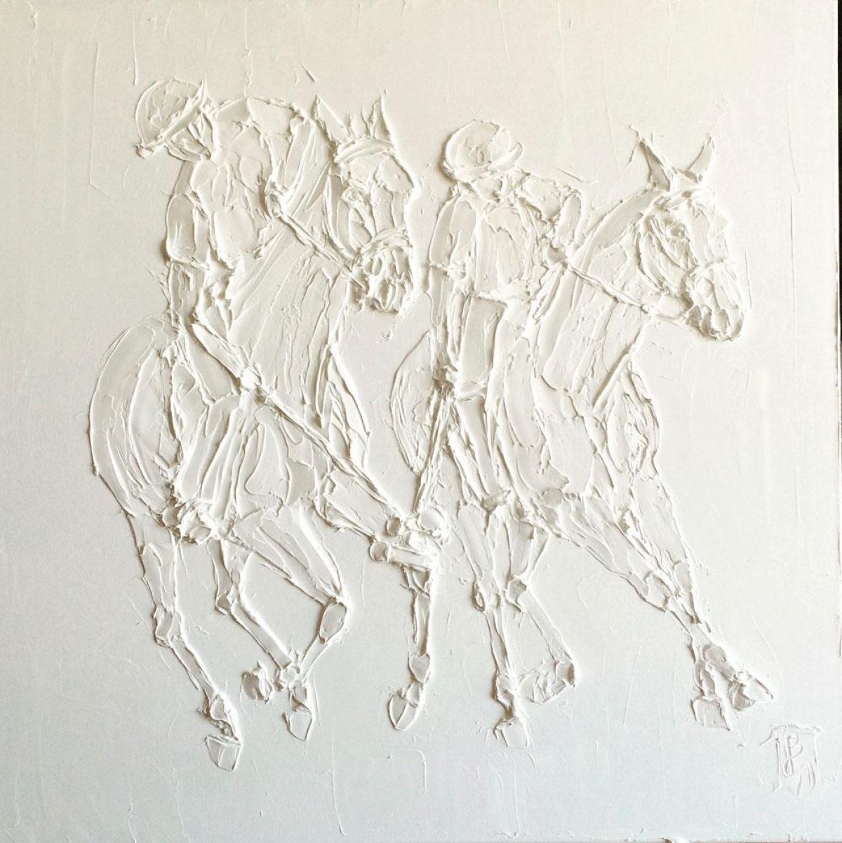 Polo 60 Cm X 60 Cm Sculpted Titanium Oil Paint On Canvas 2017