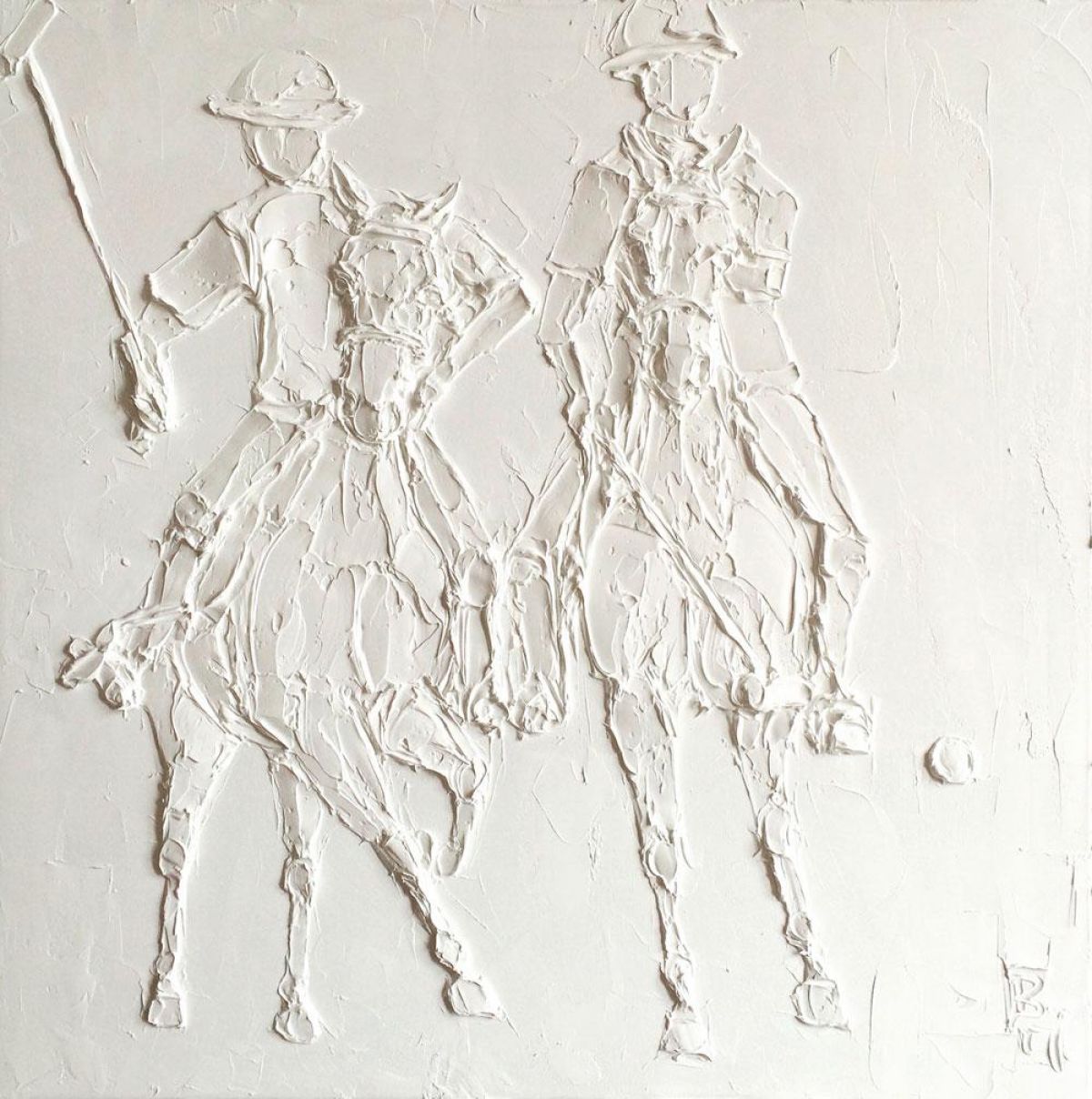Polo 60 Cm X 60 Cm Sculpted Titanium White Oil Paint On Canvas 2017