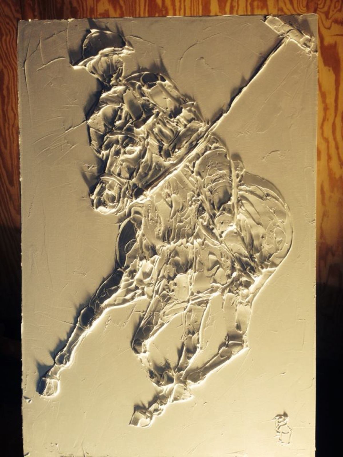 Polo Horse 24 In X 36 In Sculpted Titanium White Oil Paint On Canvas 2014
