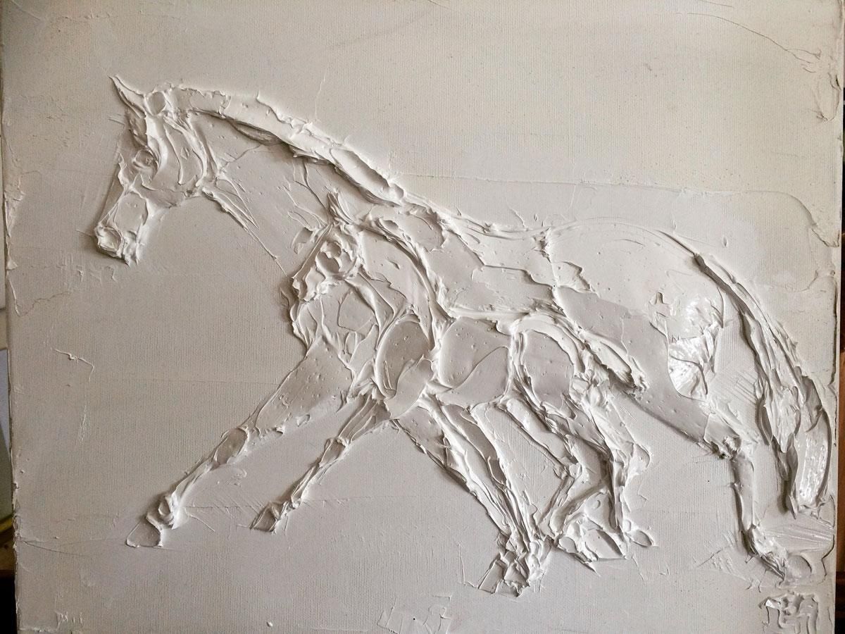 Pouliniere Et Poulain 10 F Sculpted Titanium White Oil Paint On Canvas 2017