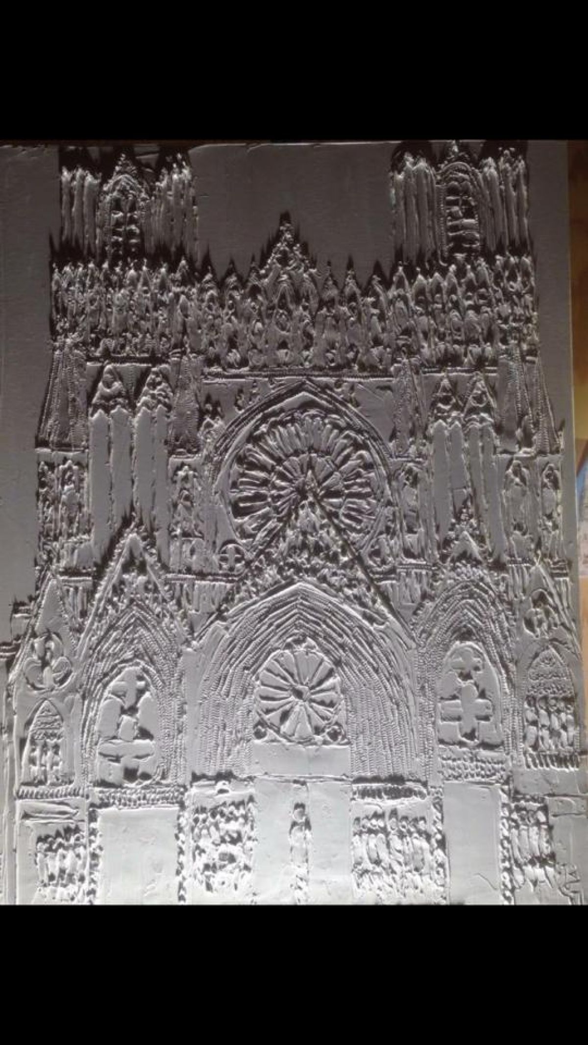 Reims Cathedrale 36 In X 48 In Huile Sculptee Sur Toile 2015