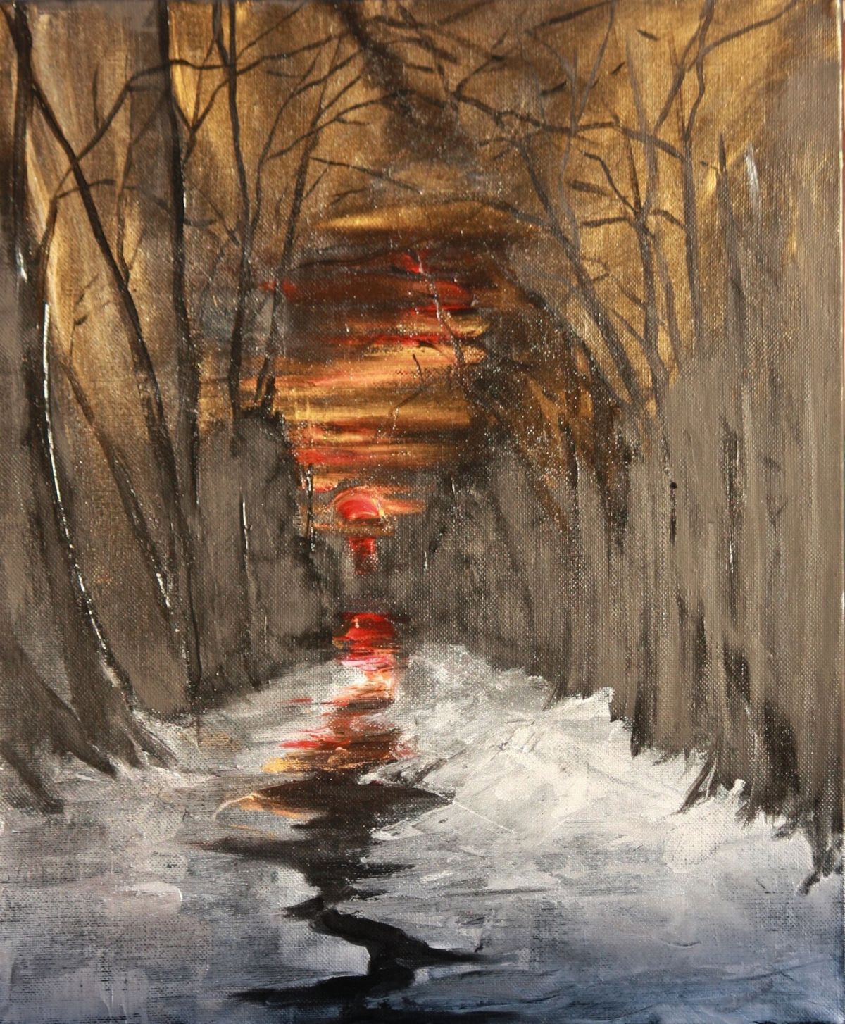 Snowy Morning 46 Cm X 38 Cm Oil On Canvas 2019