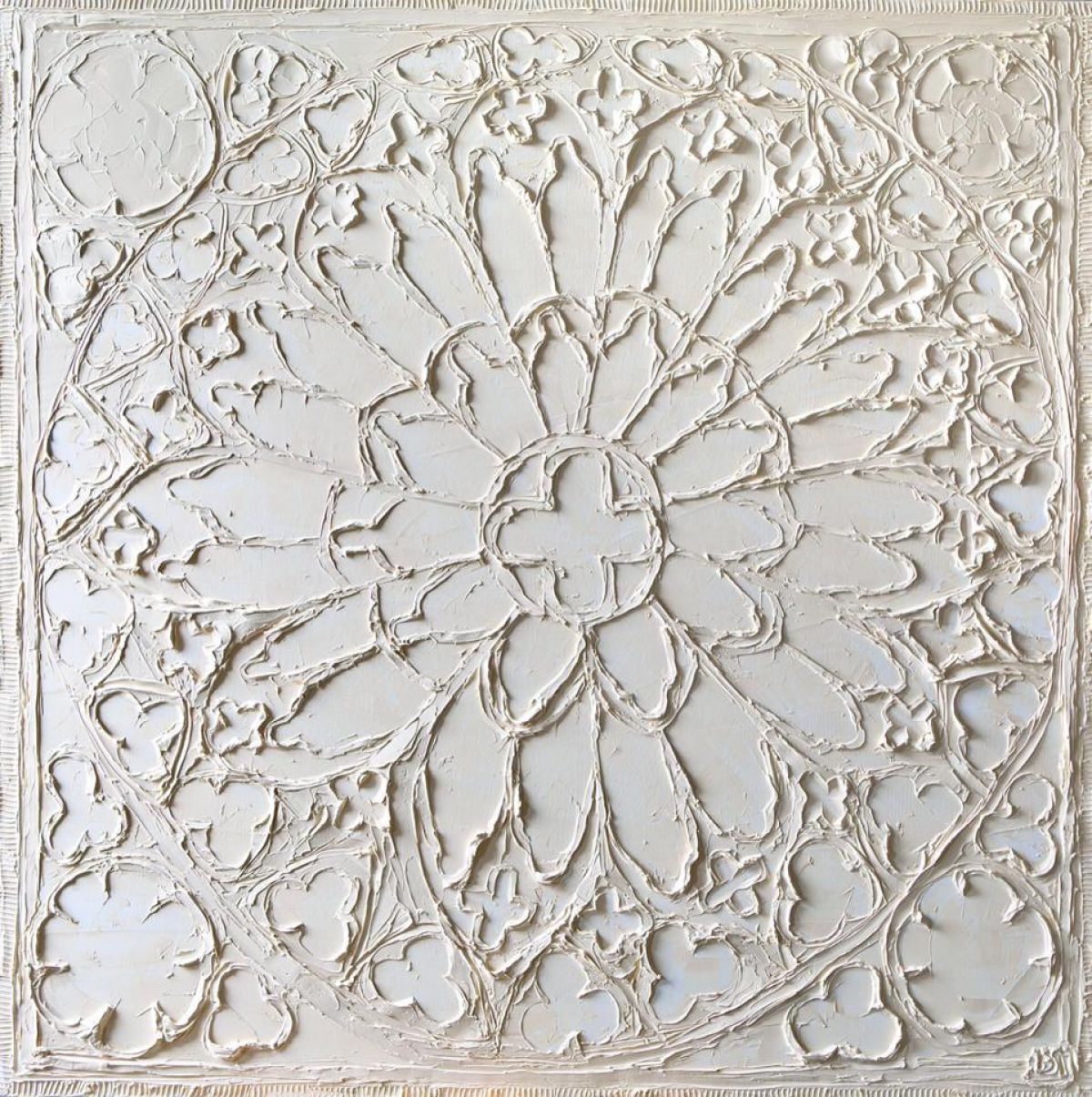 Stained Glass 30 In X 30 In Sculpted Oil Paint On Canvas 2015