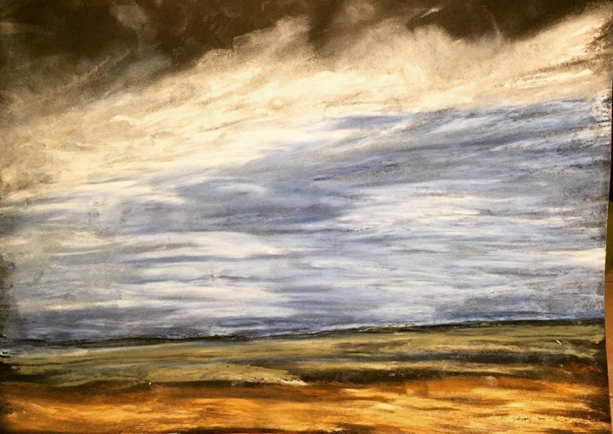 Tempete Champ Cotentin Format A 3 Oil Pastel On Paper 2019