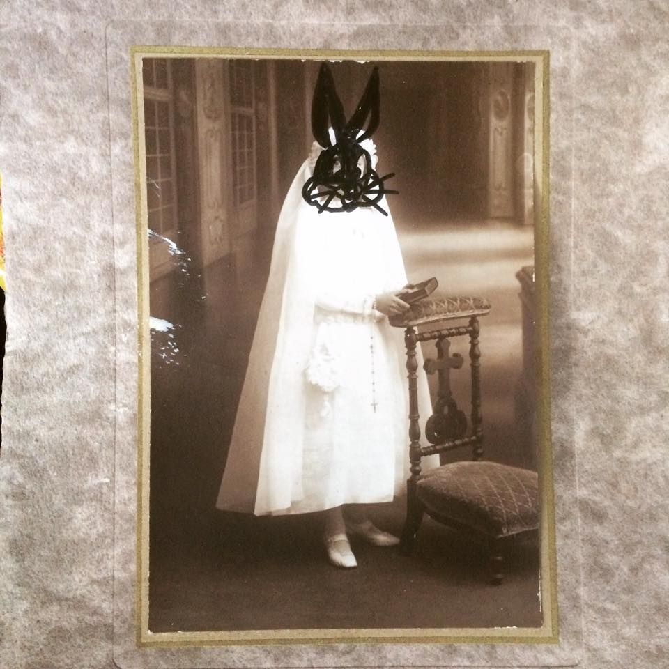 Thats All Folks 18 Cm X 24 Cm Ink On Vintage Photograph 2018