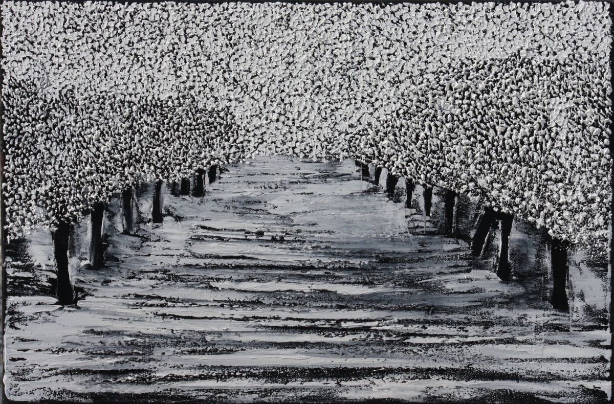The Snow Orchard 40 Cm X 60 Cm Sculpted Oil Paint On Canvas 2019