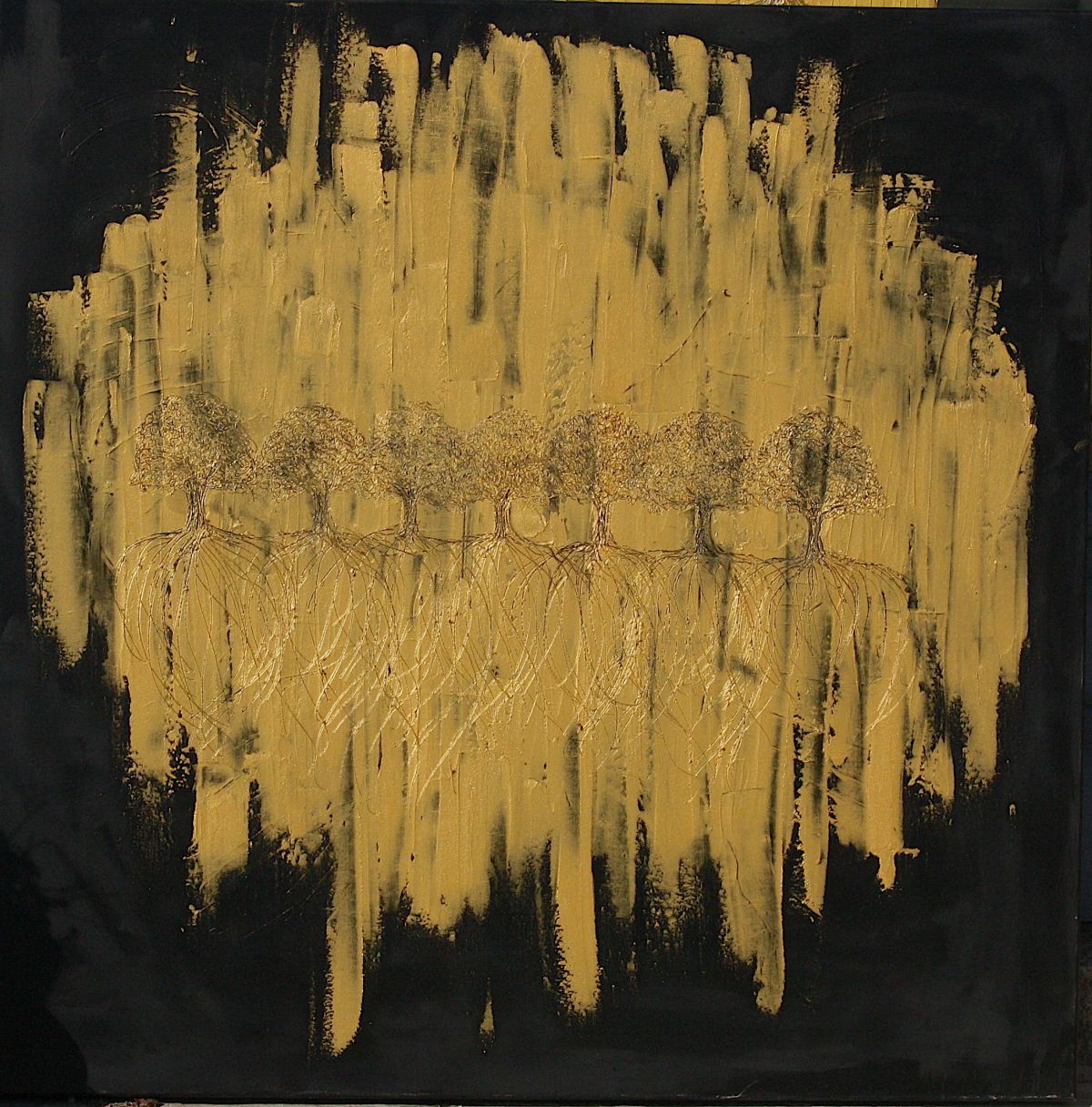 The Trees To The Castle 90 Cm X 90 Cm Sculpted Oil Paint On Canvas 2018