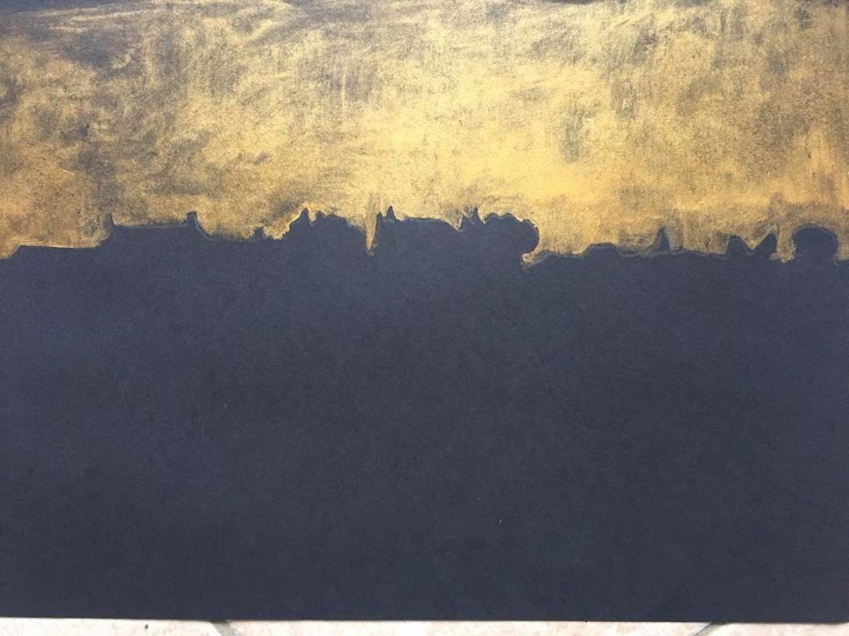 Village Du Cotentin Format A 3 Gold Oil Paint On Paper 2019