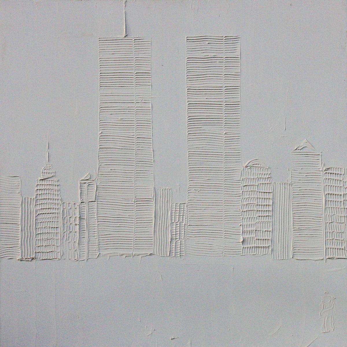 World Trade Center 1 M X 1 M Sculpted Titanium White Oil Paint On Canvas 2010