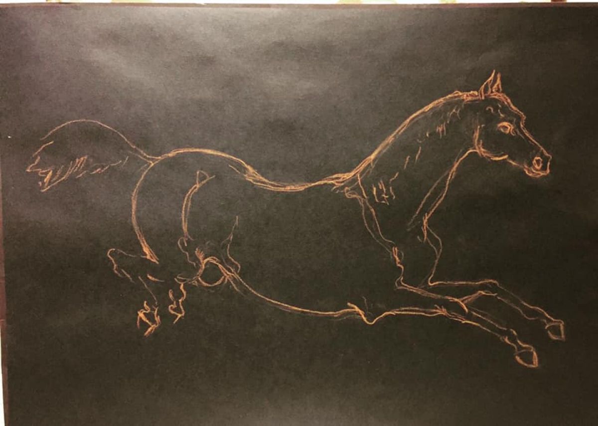 Etde Cheval Saut Format A 3 Sanguine On Paper 2018