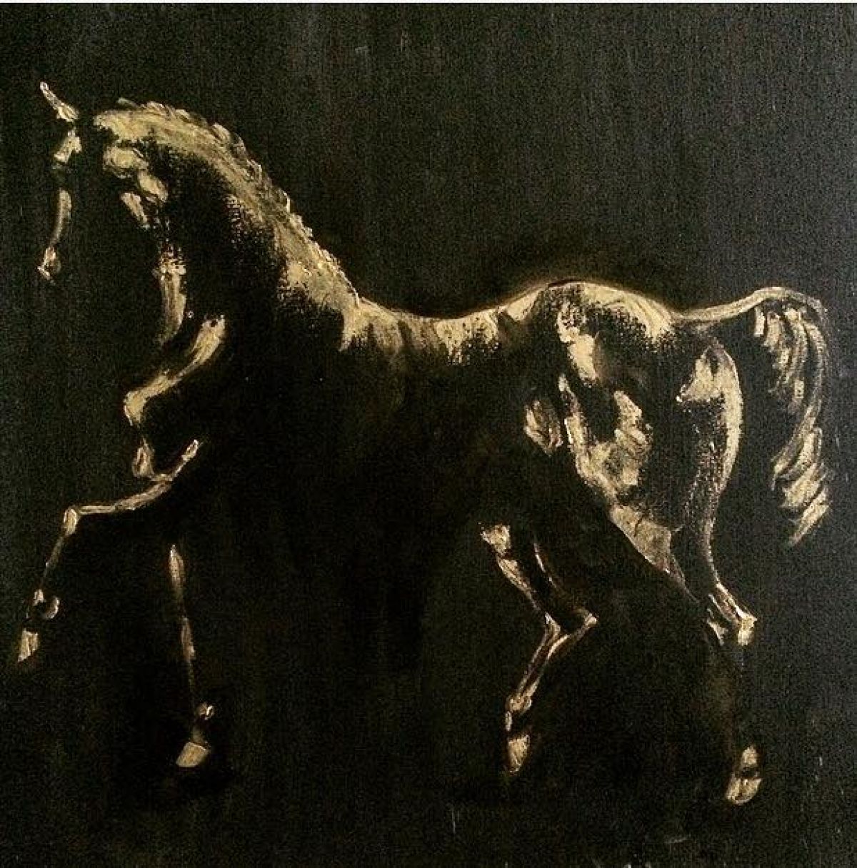 Etude Cheval Au Trot 50 Cm X 50 Cm Oil On Canvas 2018