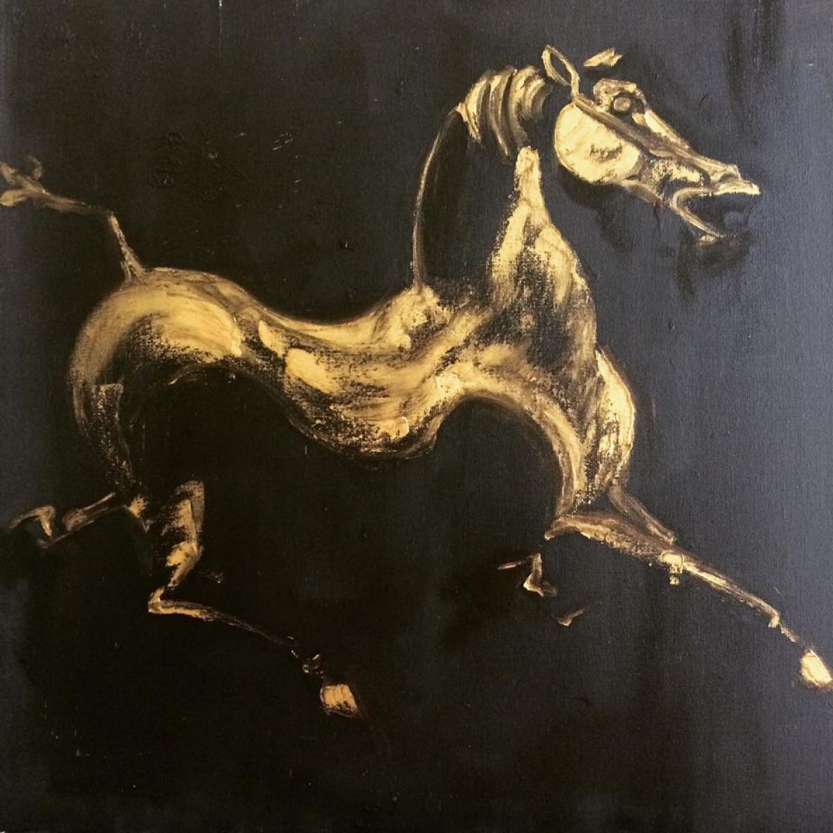 Etude Cheval Chinois 50 Cmx 50 Cm Oilon Canvas 18