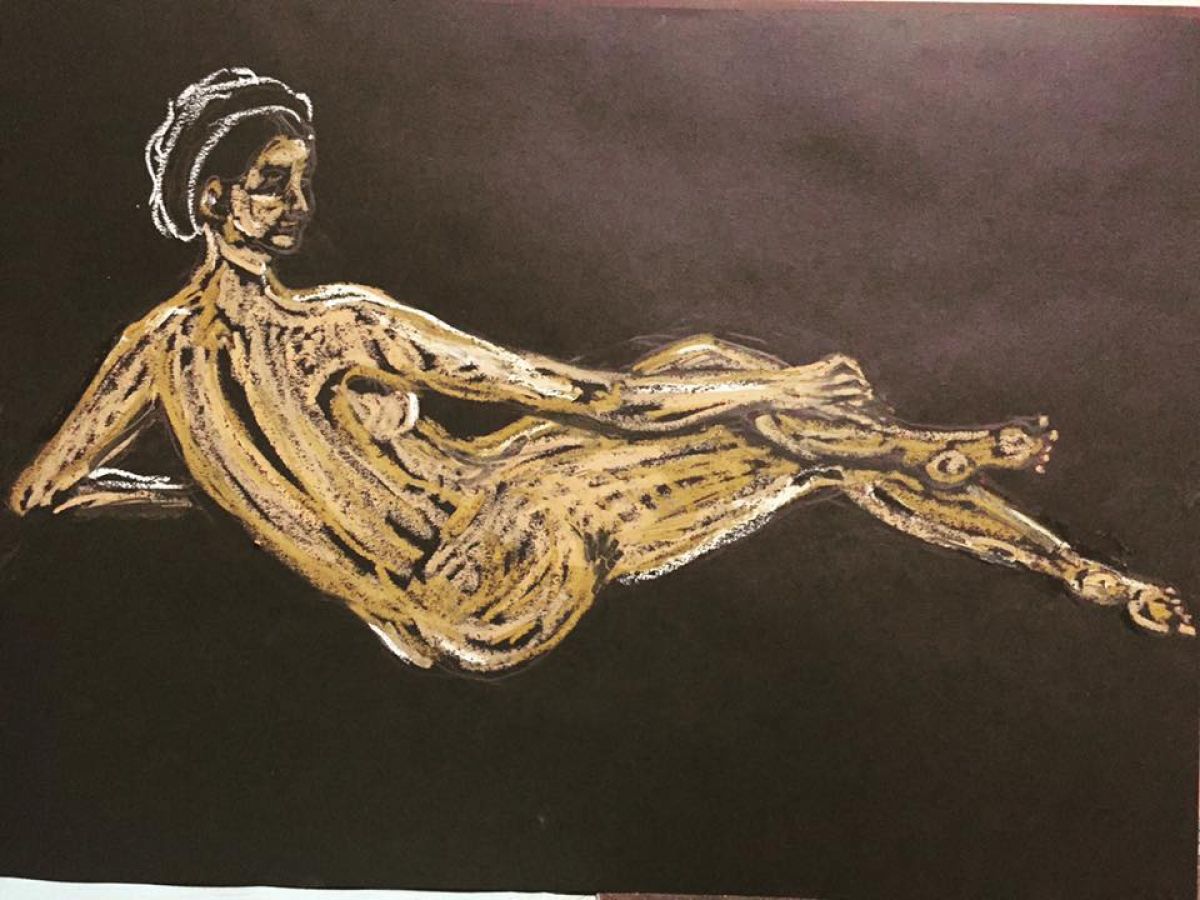 Merci Ingres Nue Format A 3 Oil Pastel On Paper 2018