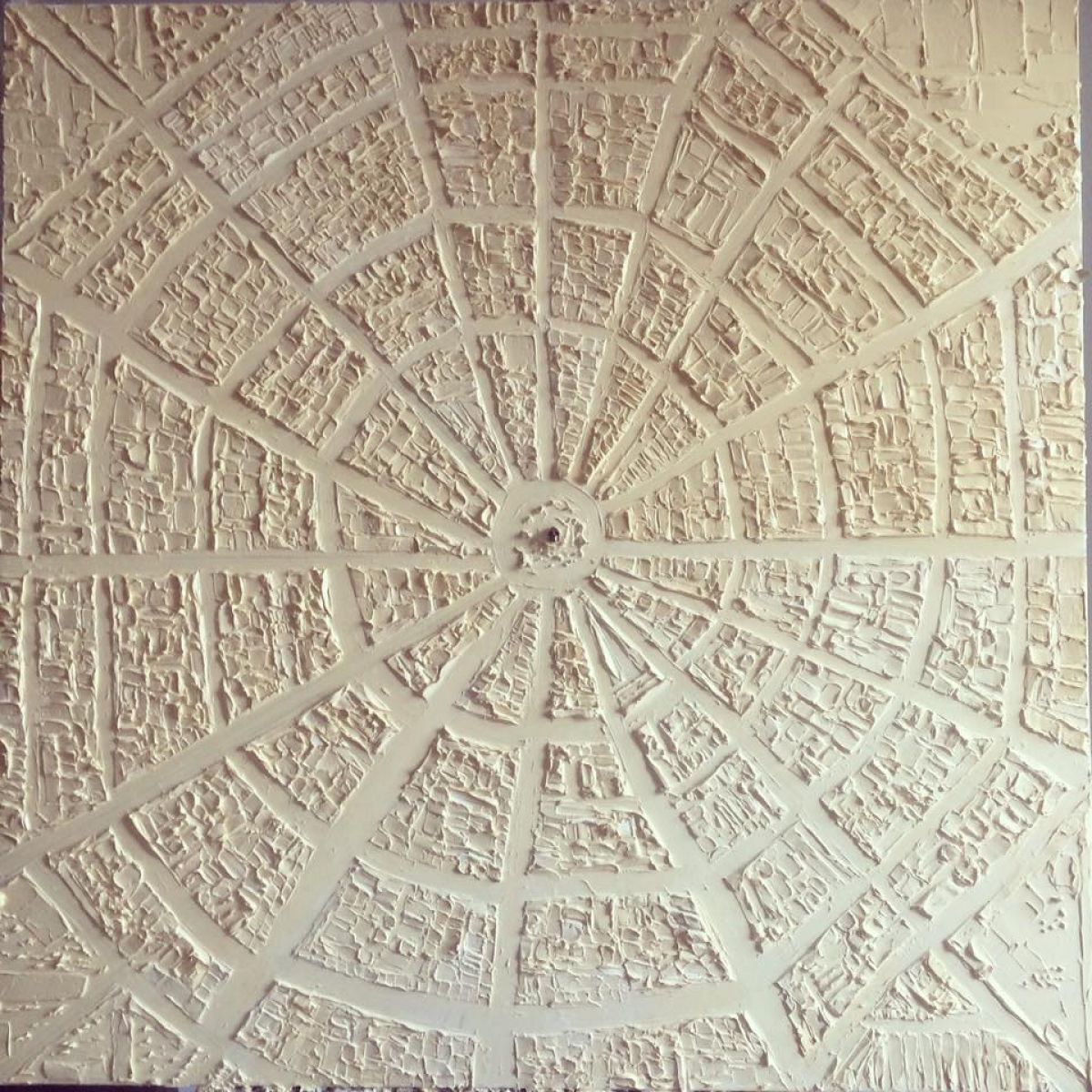 Mexico City 100 Cm X 100 Cm Sculpted Oil Paint On Canvas With Metal Skull 2017