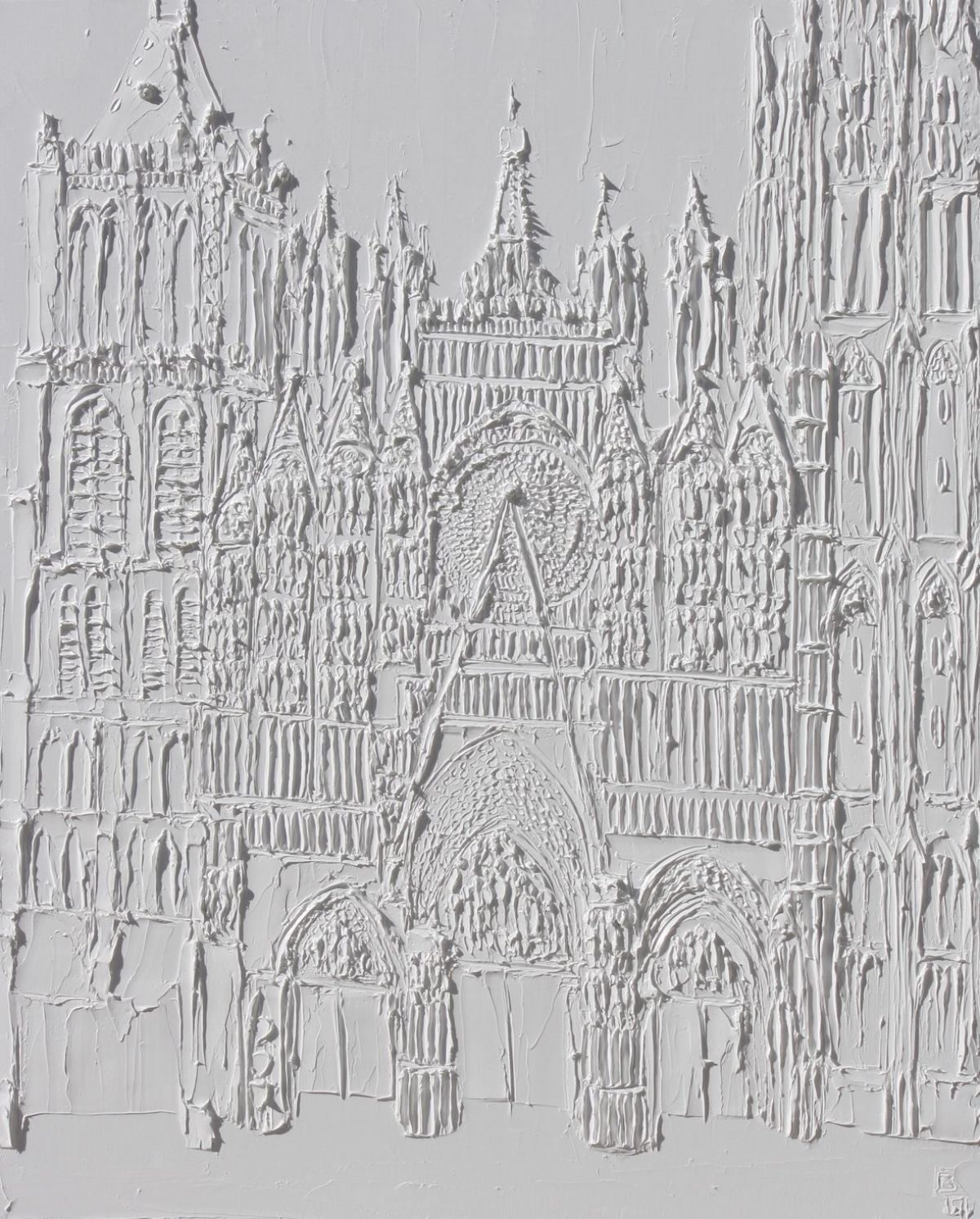 Rouen Cathedral 81 Cm X 100 Cm Sculpted Titanium White Oil Painton Canvas 2018