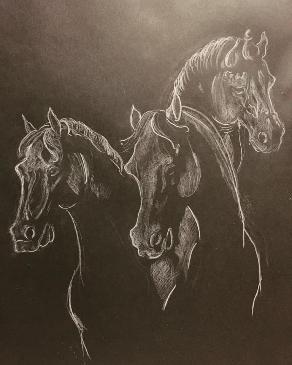 Trio Chevaux Format A 3 Polychrome On Paper 2019